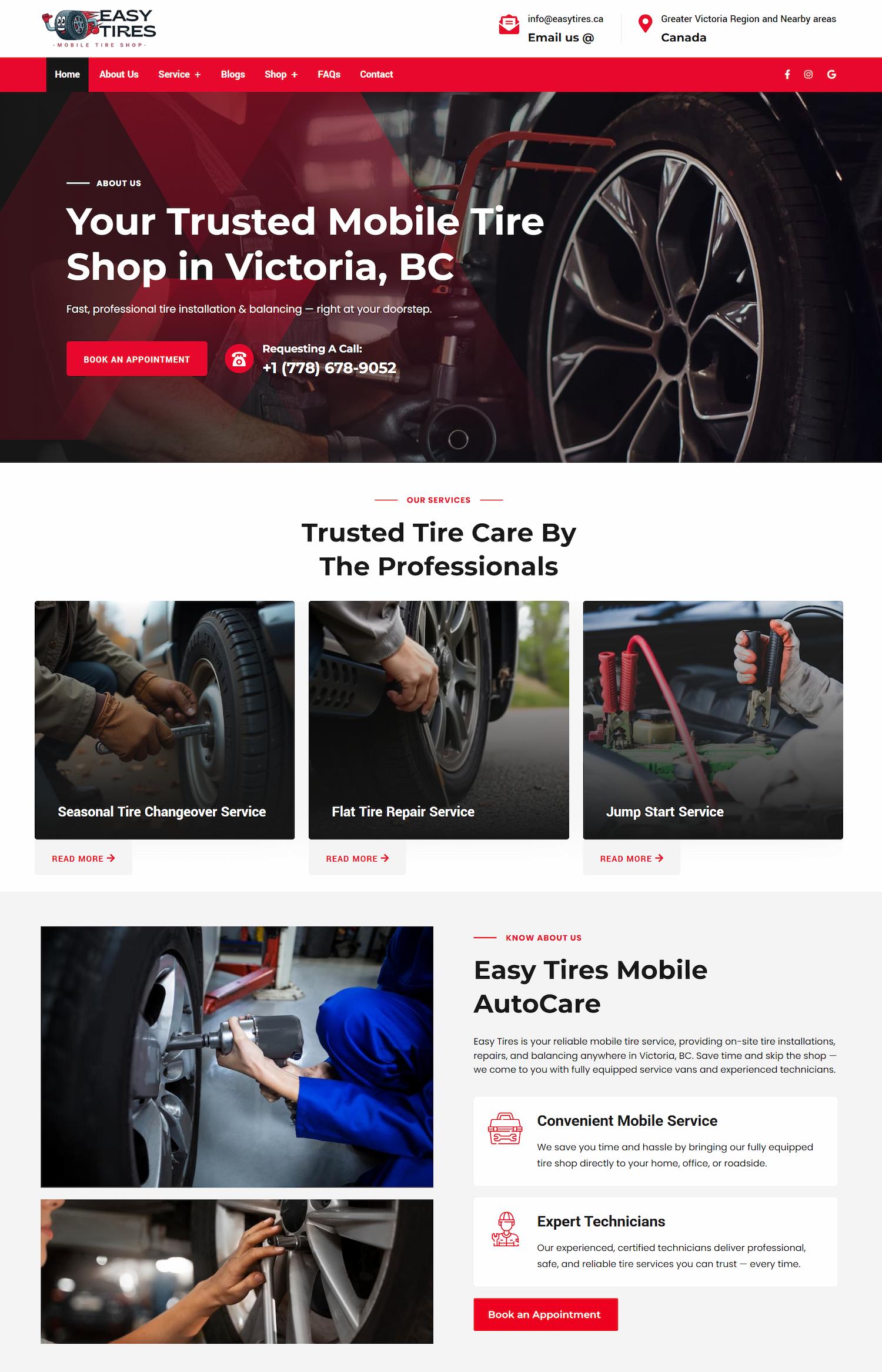 Easy Tires MobileTire Shop Designed and Developed by Onkar - Best Websited Developer in Delhi NCR